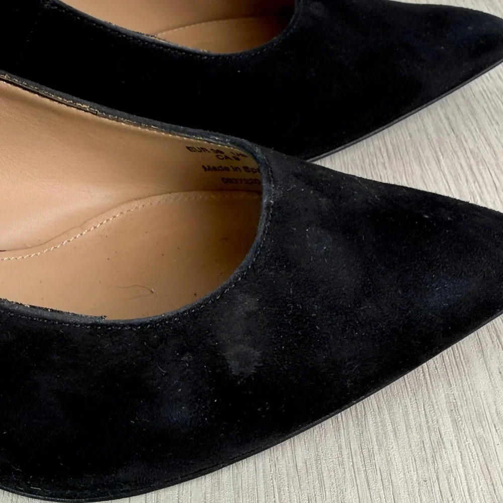 & Other Stories Black Suede Embellished Block Heel Pumps Pointed Toe Spain 39